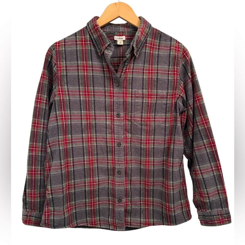 L.L.Bean Scotch Plaid Cotton Flannel Button Down Shirt Woman’s Medium
